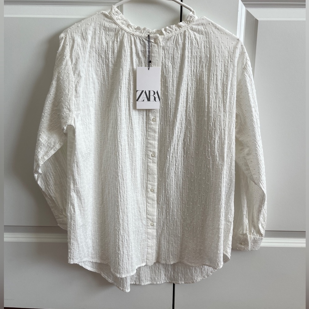 Zara kids white long-sleeve top